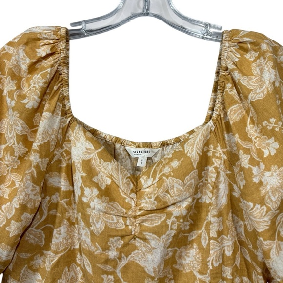 NWOT, Reitmans, Yellow Cropped Floral Blouse, Small - Picture 3 of 7